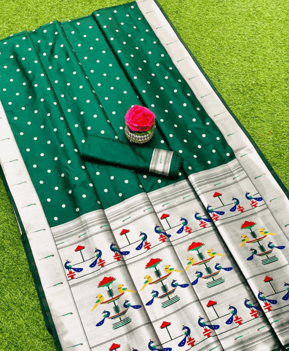 Paithani Saree - Peacock & Feather Design - Image 3